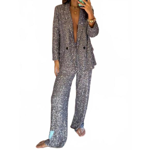 NEW NEVER FULLY DRESSED sophisticated sequins blazer in gunmetal - Picture 1 of 3